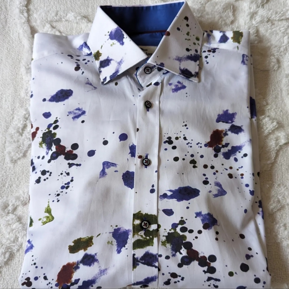 Claudio Lugli men's button up dress shirt, size medium.